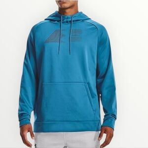 Under‎ Armour Armour Fleece Hoodie Mens XL Aqua Blue Graphic Logo Loose Fit